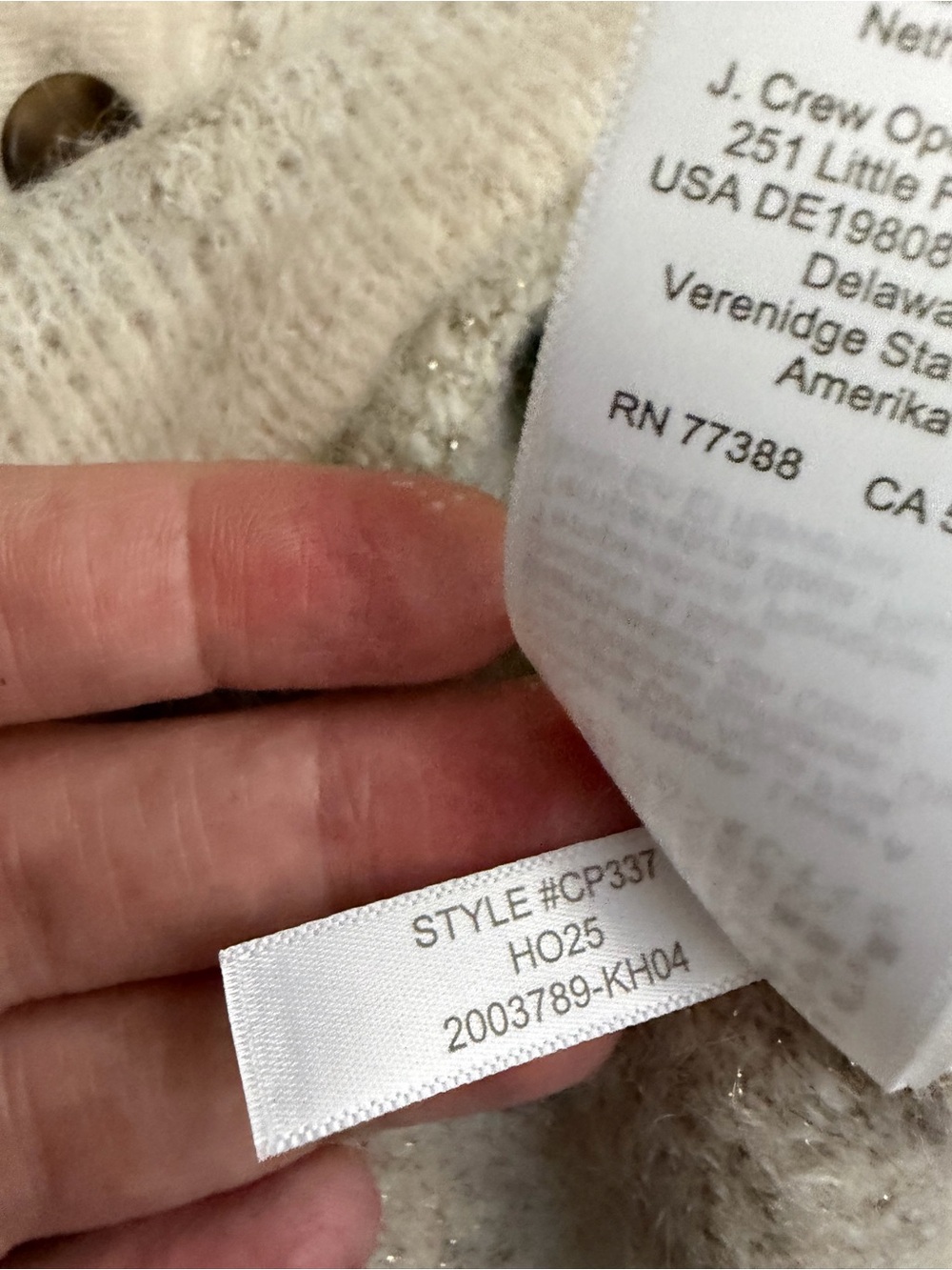 J. Crew Cream Diamond-Pattern Button Cardigan - Picture 7 of 8